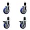 Service Caster 5'' Blue Poly Wheel Swivel 1-3/4'' Expanding Stem Caster Set 2 Brakes, 4PK SCC-EX20S514-PPUB-BLUE-2-PLB-2-134 - alternate 1